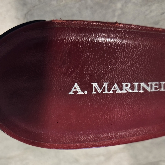 Marinelli Deep Red Leather Slings Slide On 3in. Heels Size 8 Shoes Kitten Heel - Picture 12 of 13